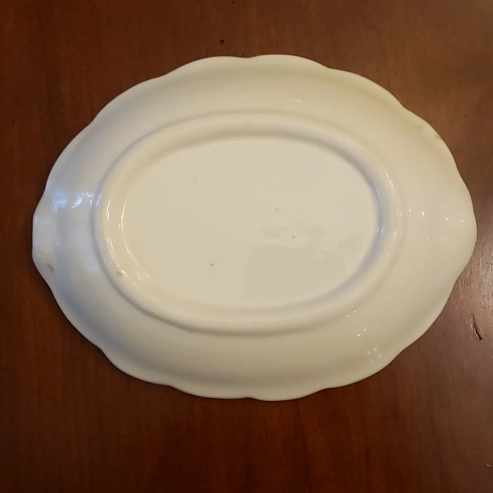 Vintage Currier & Ives Small Oval Ashtray Brown Winter Scene Very Pretty VGC